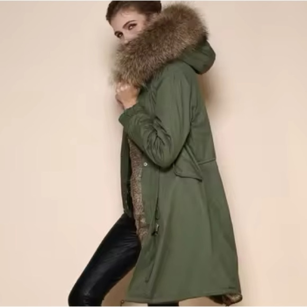 Fox Fur Army Winter Jacket Coat 2 XS-S